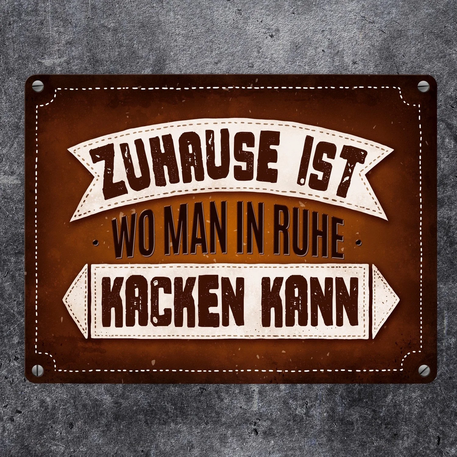 Metallschild „Toilette – Zuhause ist, wo man in Ruhe … kann“ – 15×20 cm